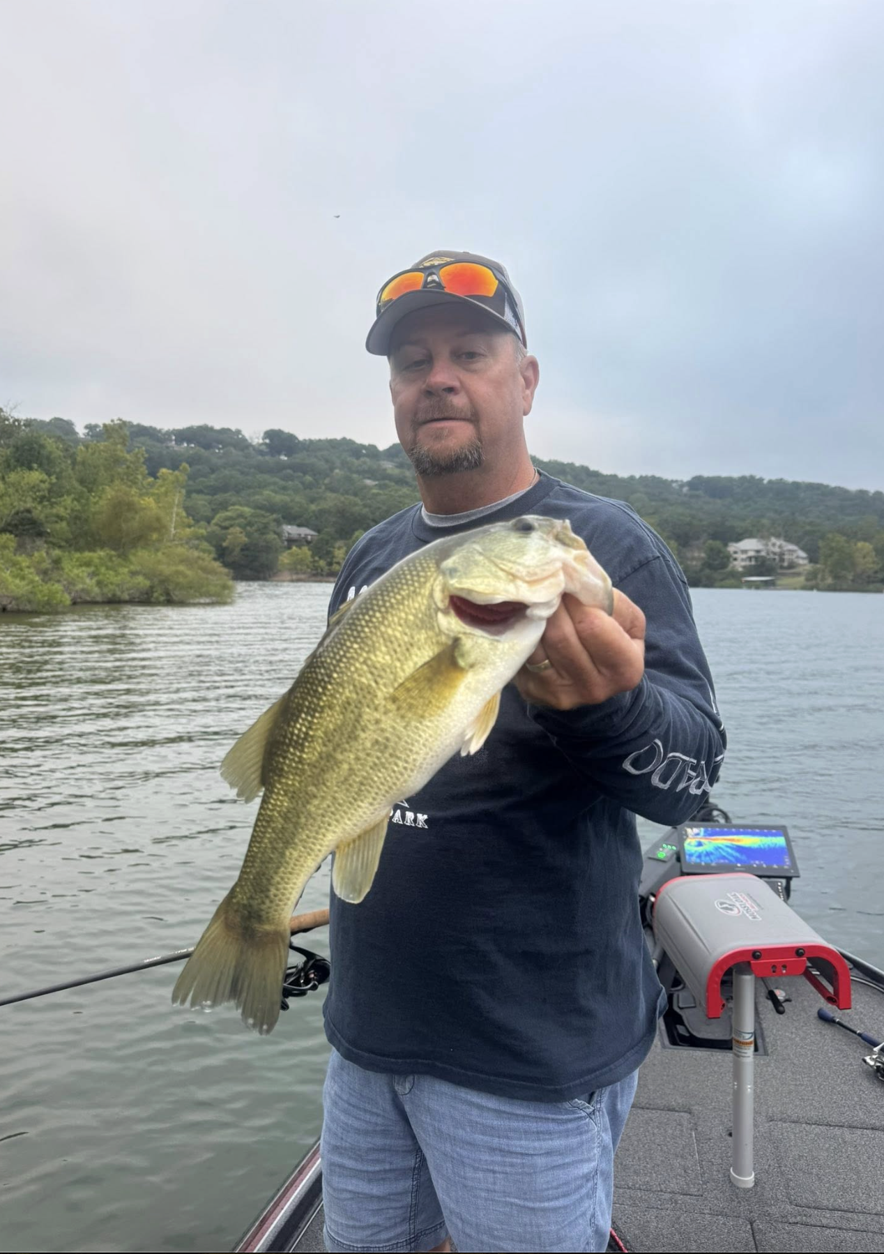Angler holding a big largemouth bass