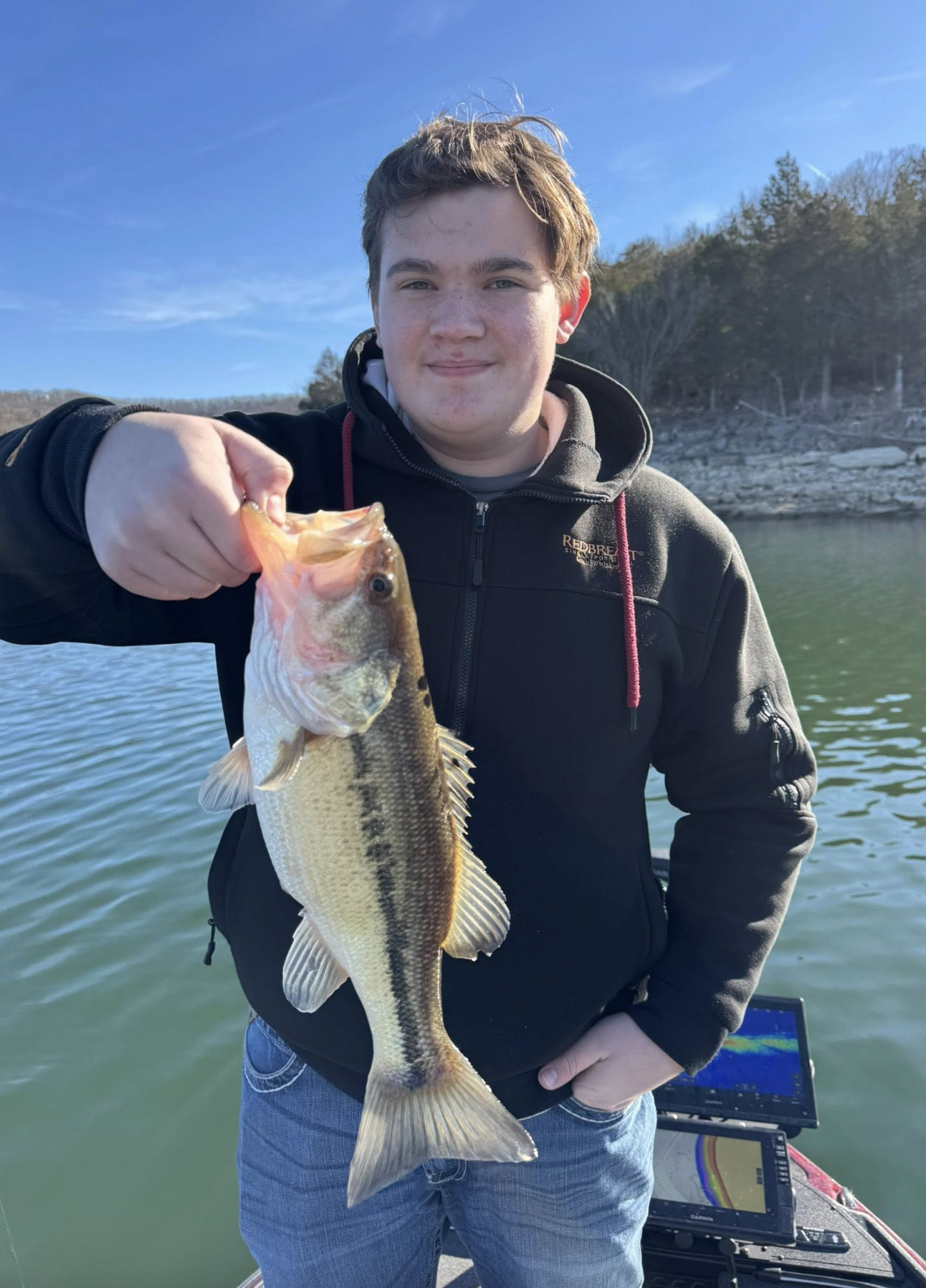 Angler with a bass on Table Rock Lake