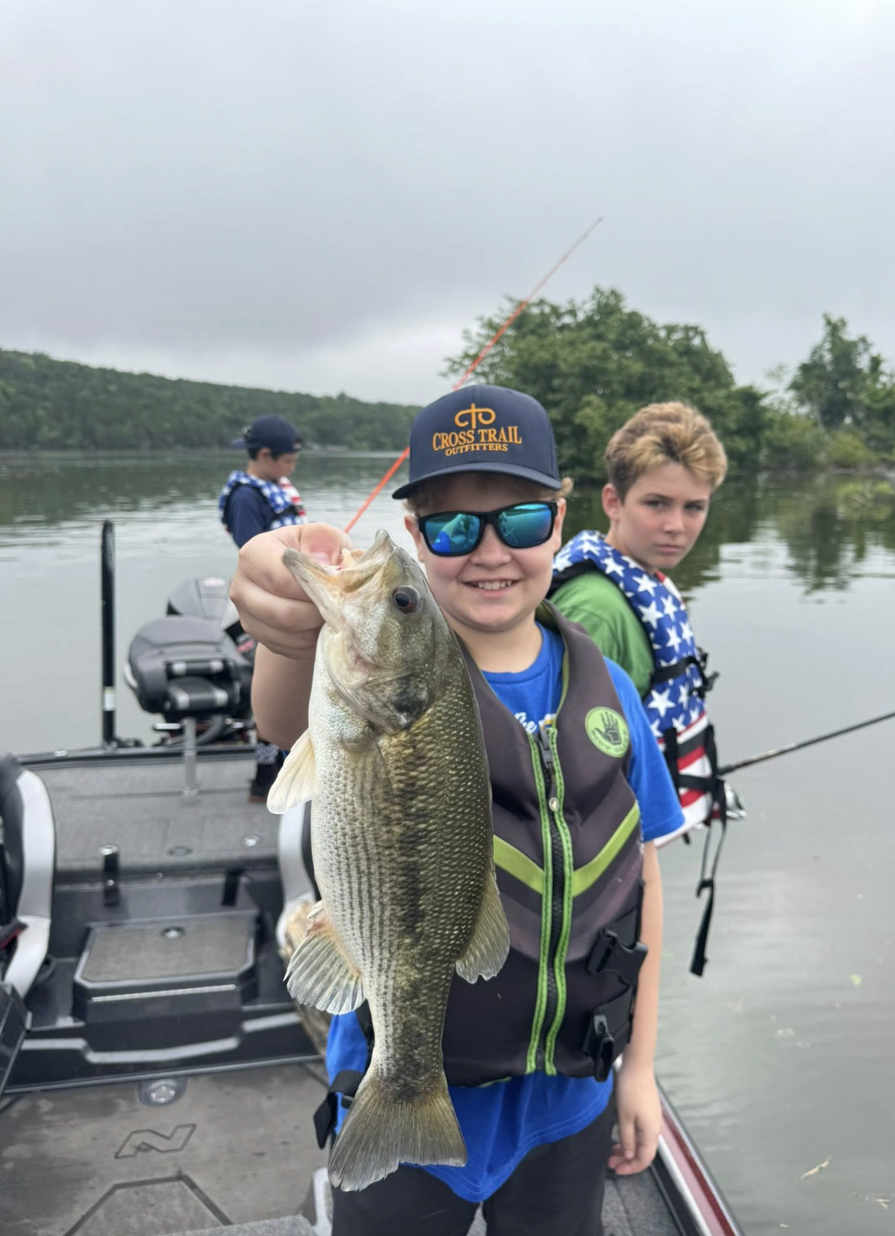 Kids on a family guided fishing trip